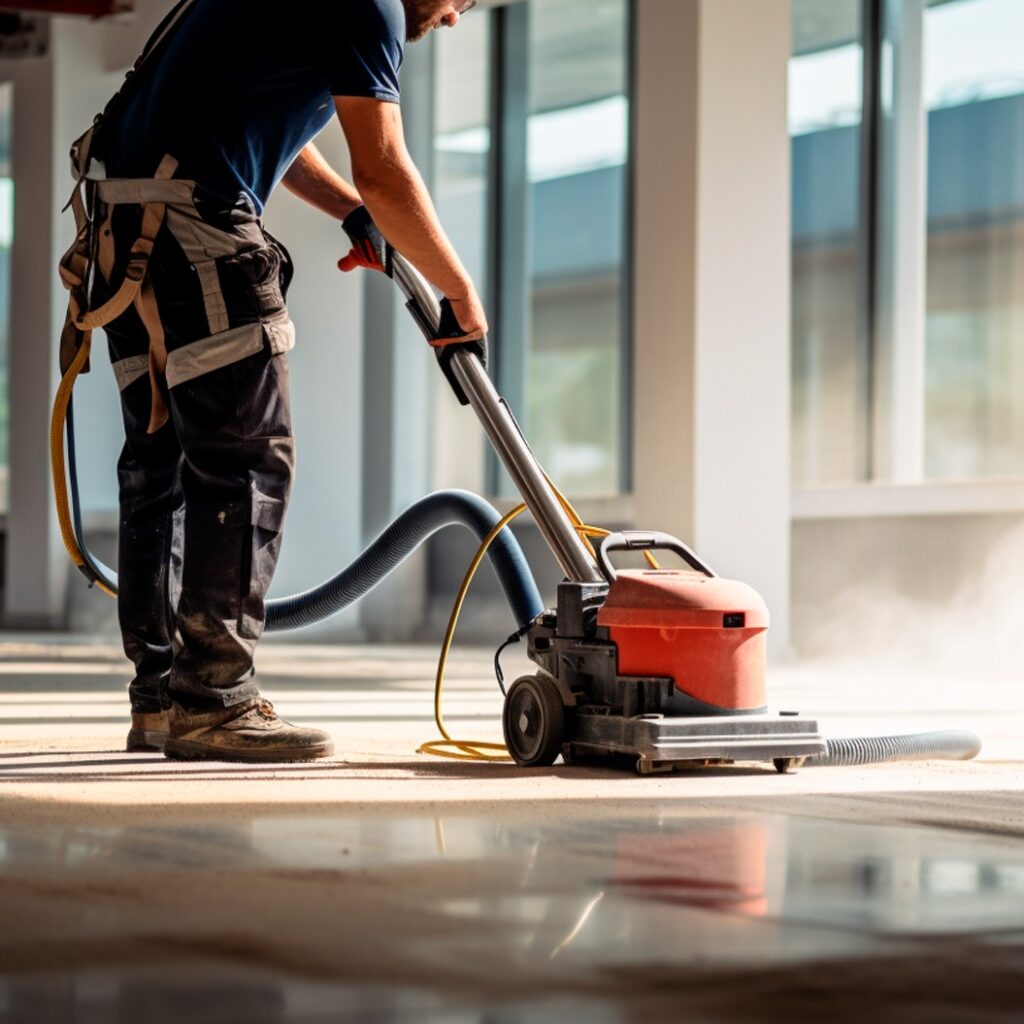 Arbeiter mit Schutzkleidung bei der Arbeit auf einer Baustelle